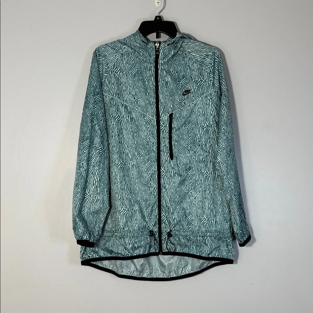Nike Jacket Green & White Rain Zip Front, Hooded in‎ Size XL  EUC